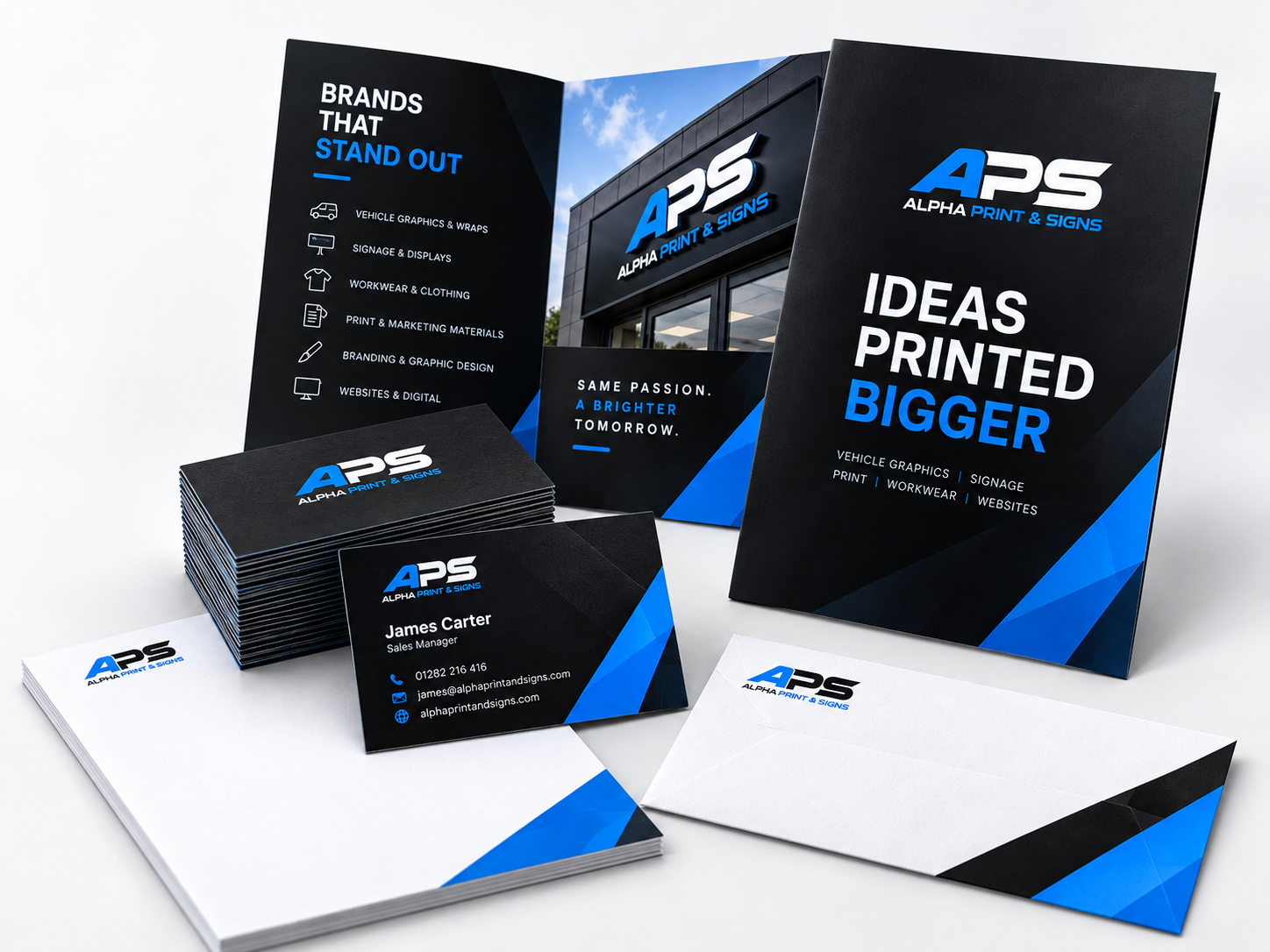 Coordinated business cards, brochures and branded stationery